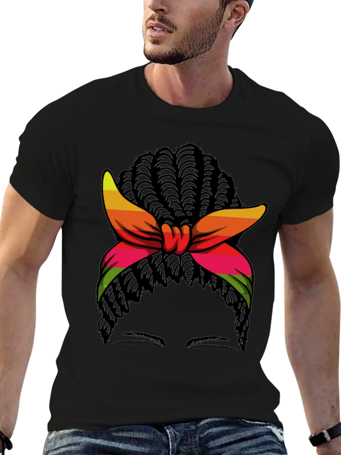 Headwrap Hair Graphic Tee - Stylish Casual Top