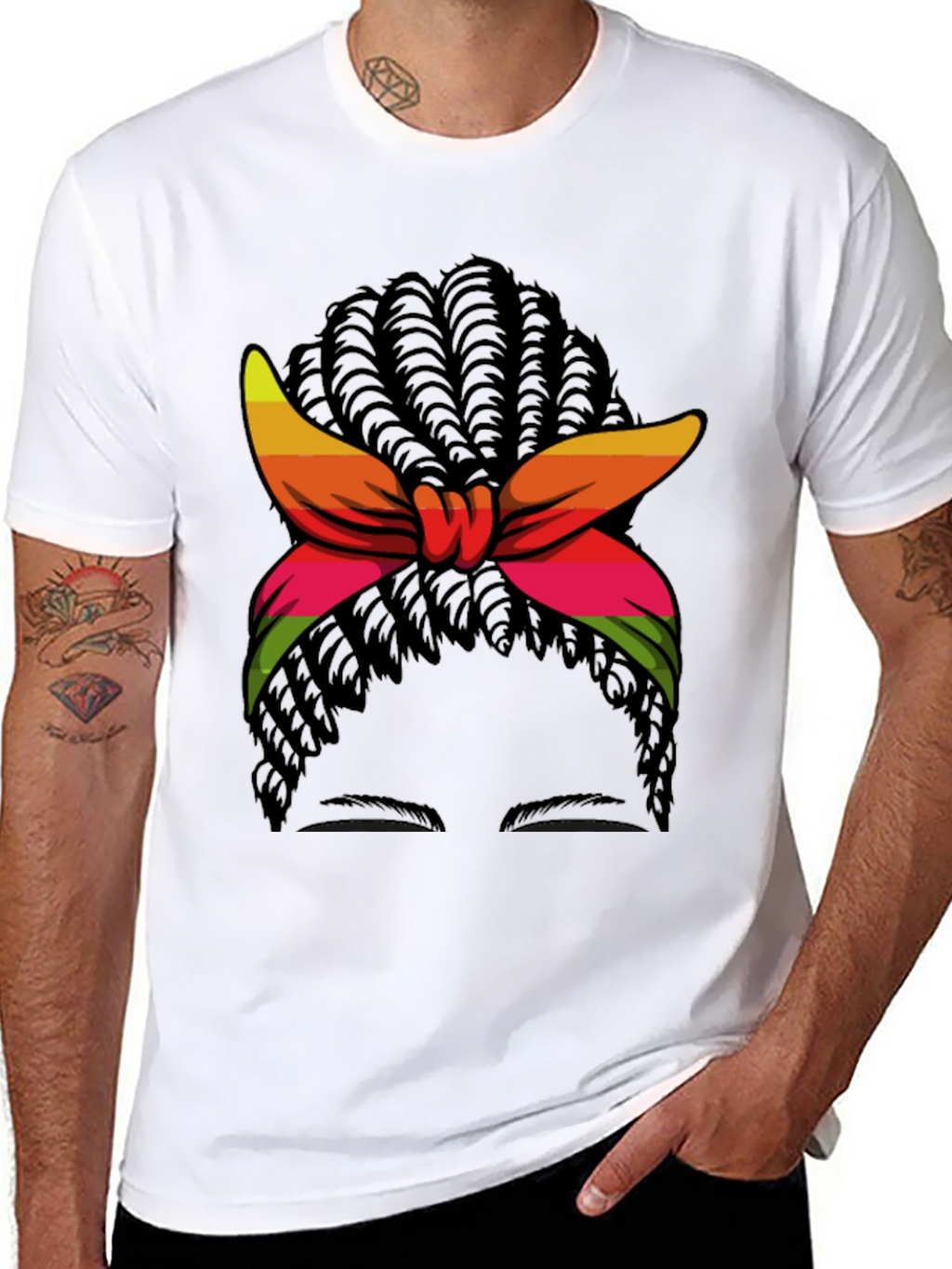 Headwrap Hair Graphic Tee - Stylish Casual Top