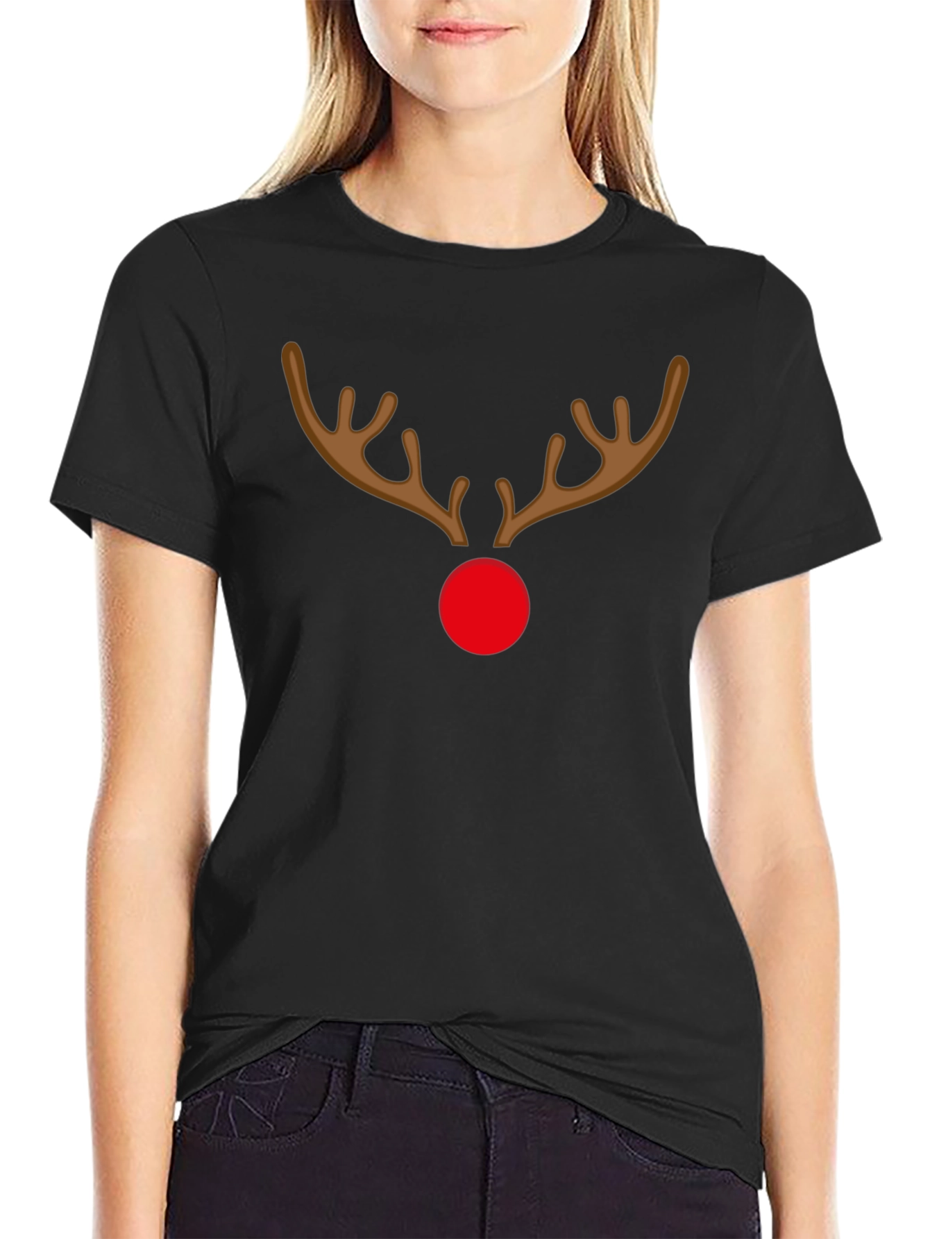 Festive Reindeer Graphic Tee - Holiday Spirit