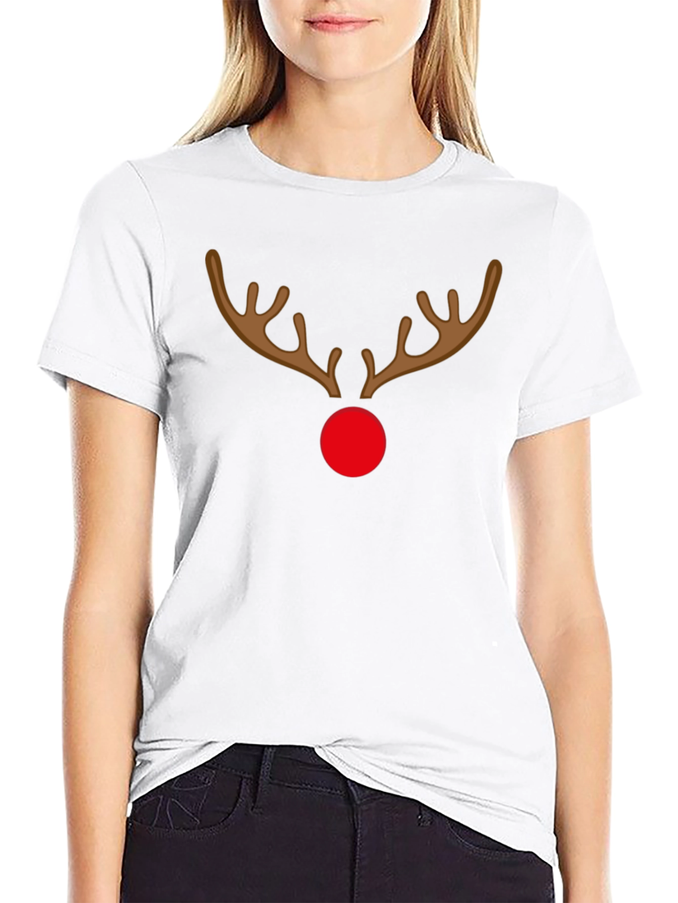 Festive Reindeer Graphic Tee - Holiday Spirit