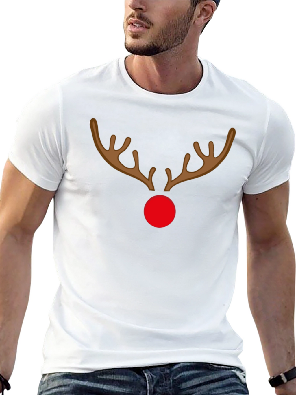 Festive Reindeer Graphic Tee - Holiday Spirit