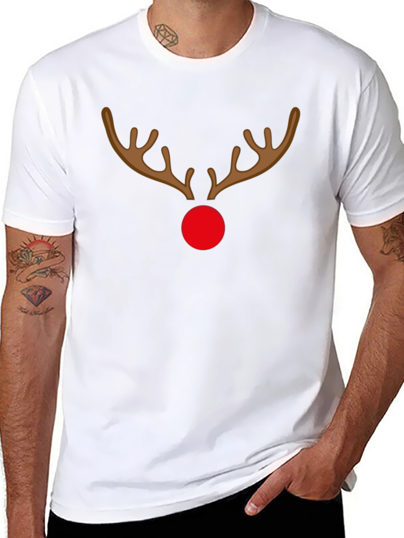 Festive Reindeer Graphic Tee - Holiday Spirit