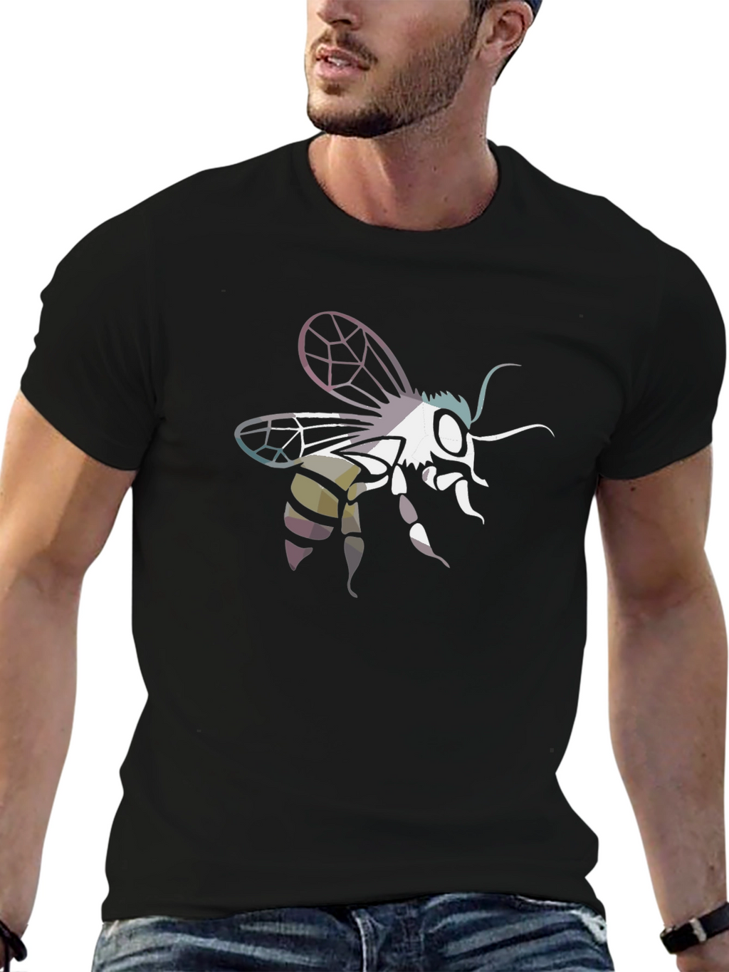 Bee Graphic Tee - Black Cotton Blend