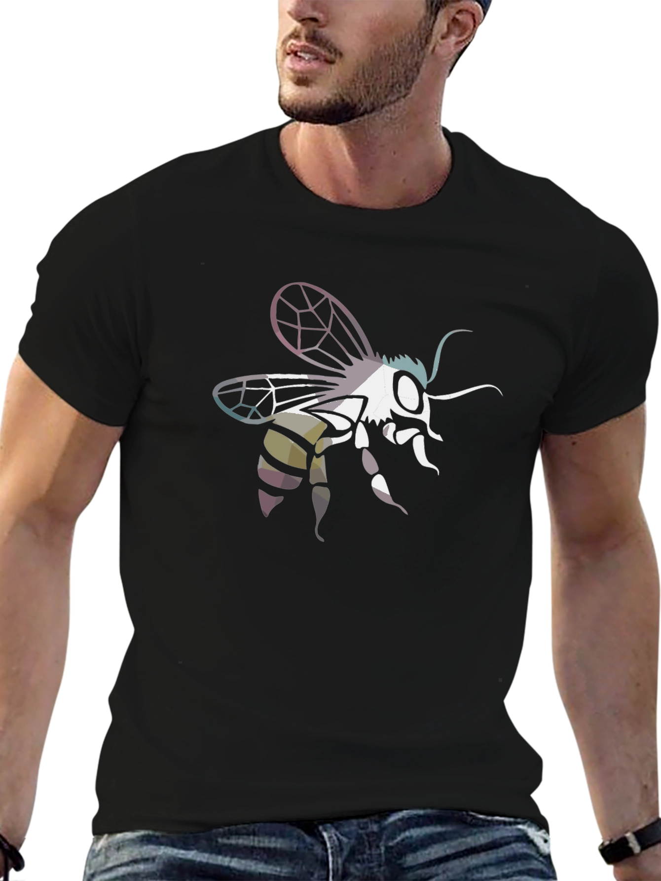 Bee Graphic Tee - Black Cotton Blend