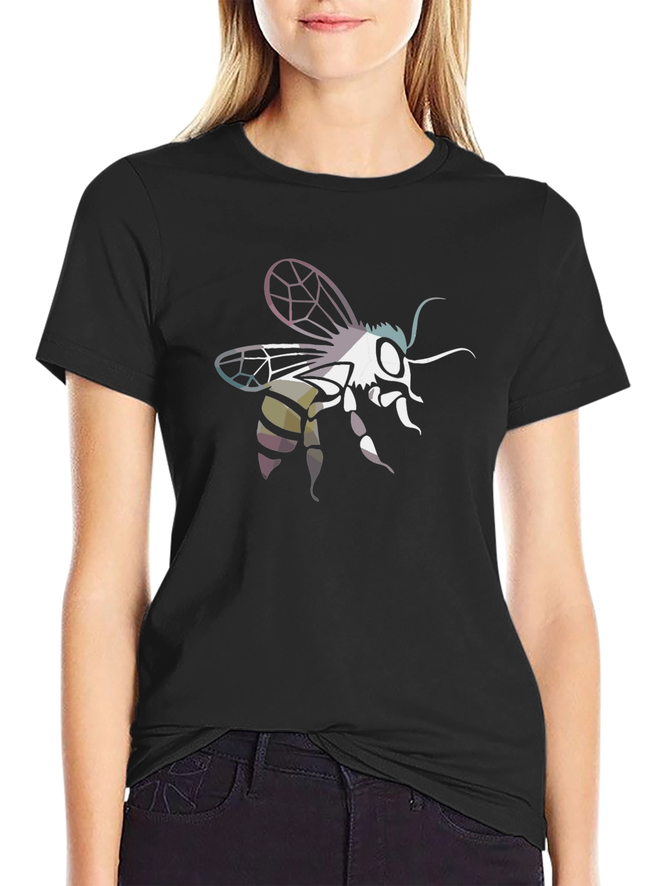 Bee Graphic Tee - Black Cotton Blend