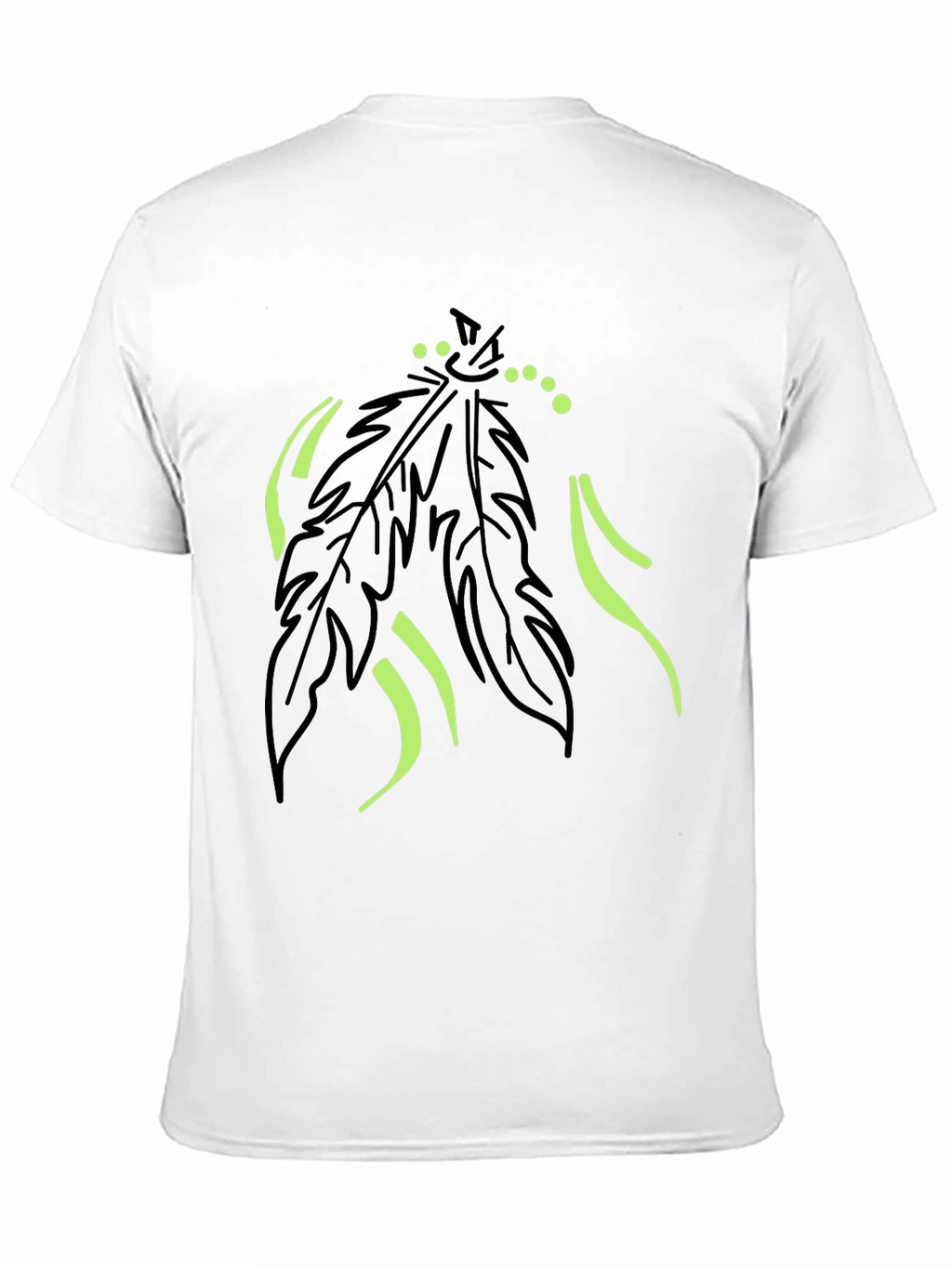 Mens Black T-Shirt with Feather Graphic Design