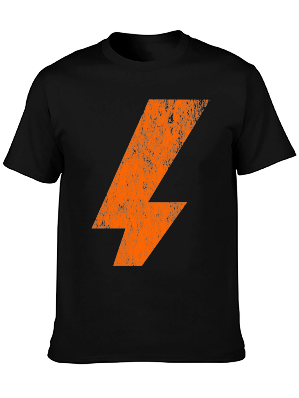 Orange Lightning Bolt Graphic Print Black T-Shirt