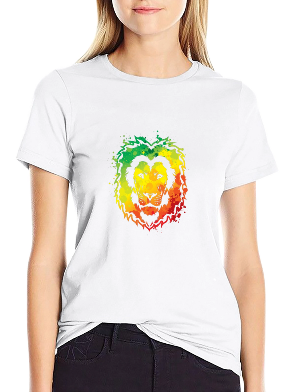 Rasta Lion Graphic Tee - Black Cotton T-Shirt