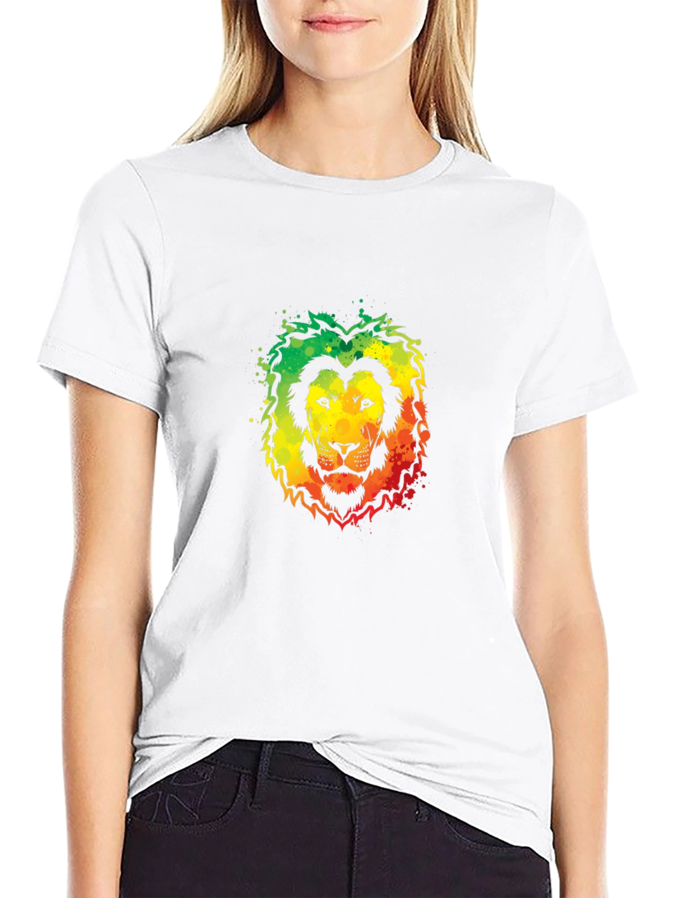 Rasta Lion Graphic Tee - Black Cotton T-Shirt