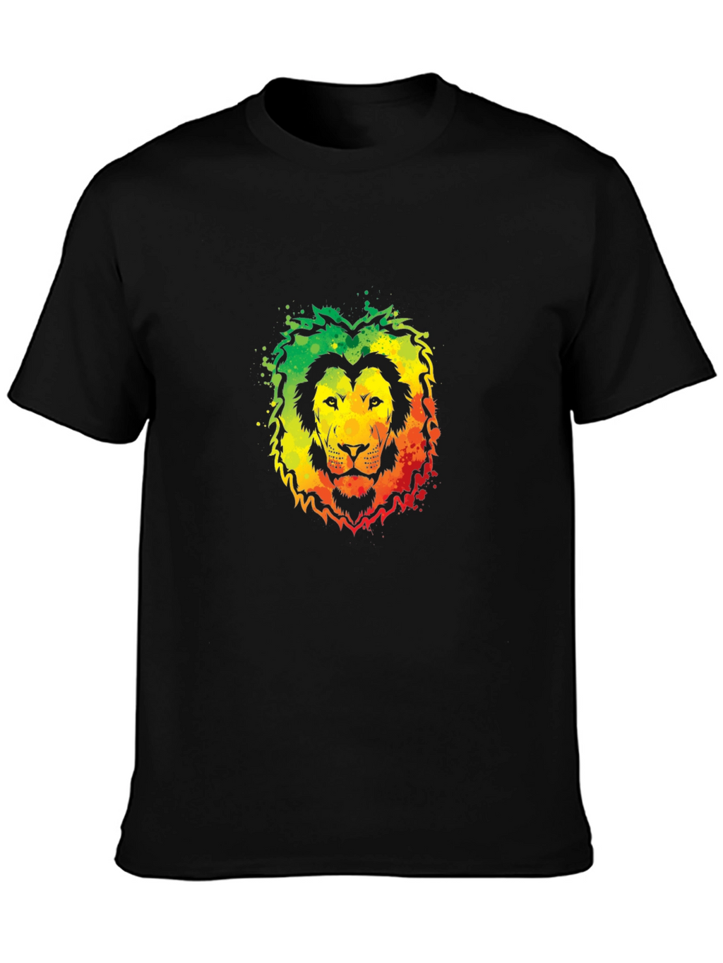 Rasta Lion Graphic Tee - Black Cotton T-Shirt