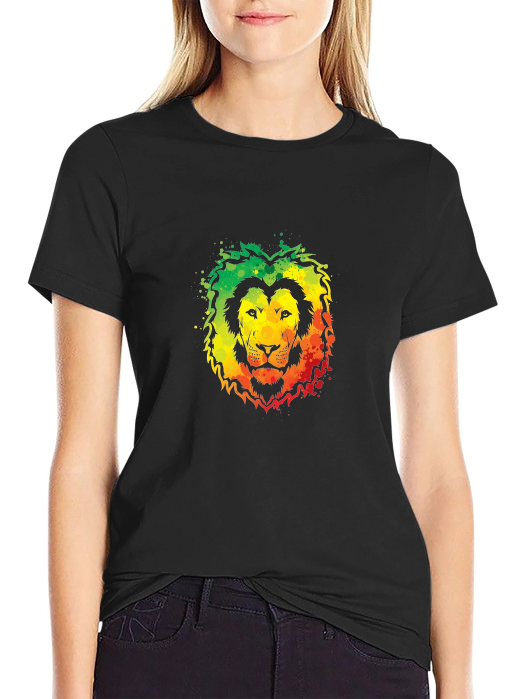 Rasta Lion Graphic Tee - Black Cotton T-Shirt