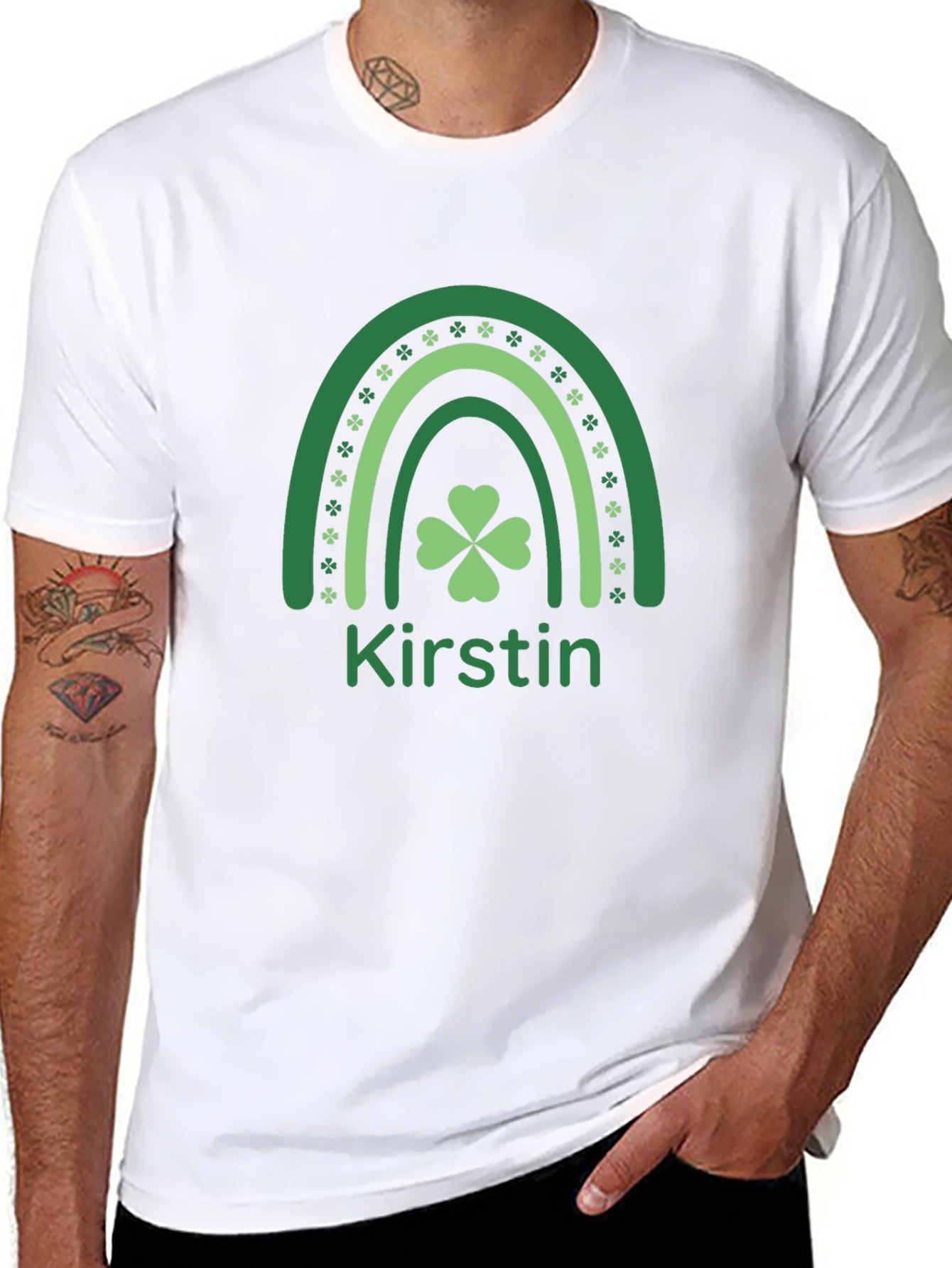 Kirstin St. Patricks Day Rainbow Shamrock T-Shirt