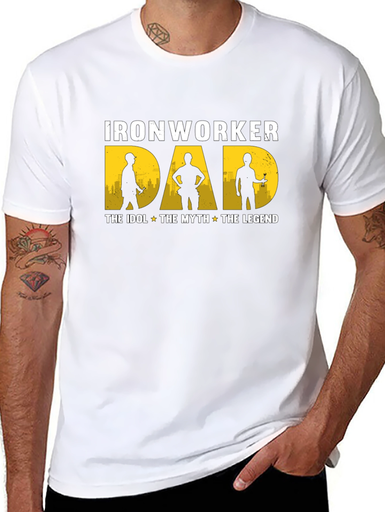 Ironworker Dad: Idol Myth Legend - Black T-Shirt