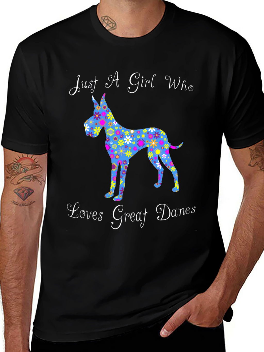 Floral Great Dane Lover T-Shirt
