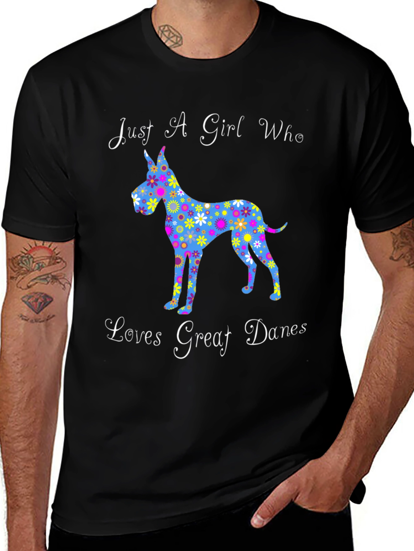 Floral Great Dane Lover T-Shirt