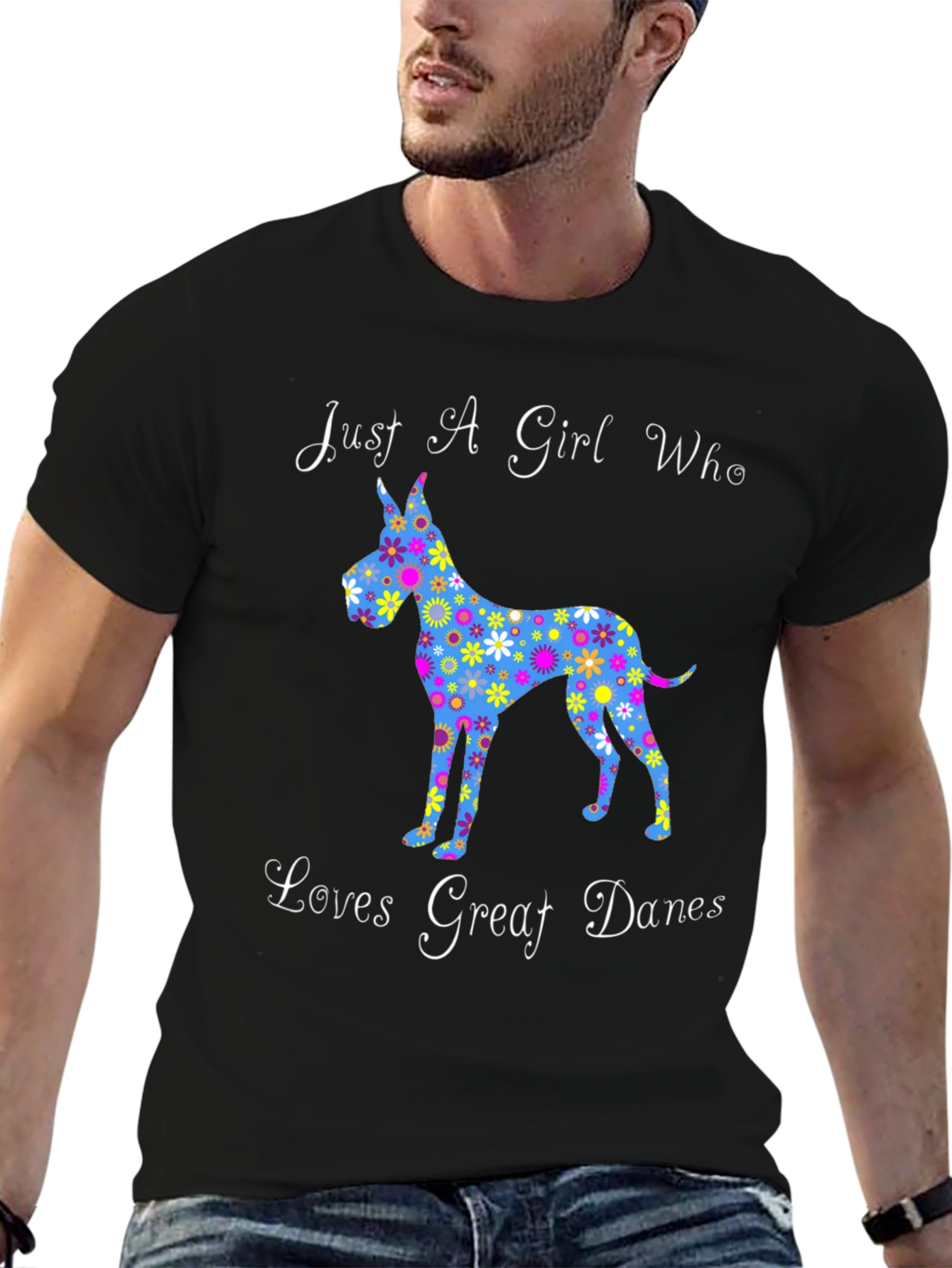 Floral Great Dane Lover T-Shirt