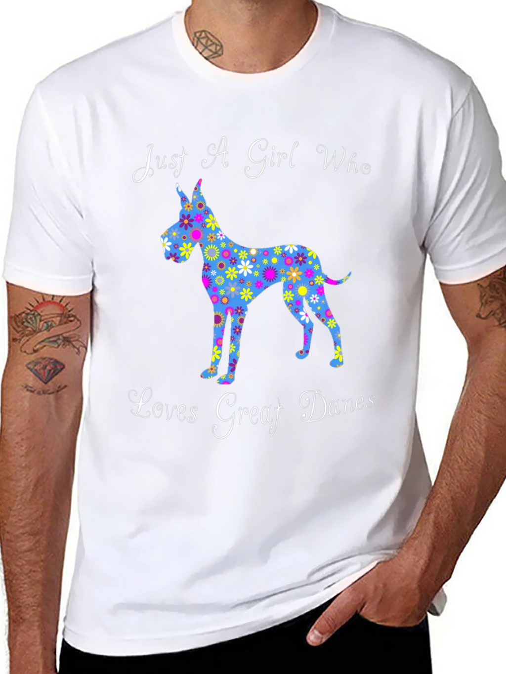 Floral Great Dane Lover T-Shirt