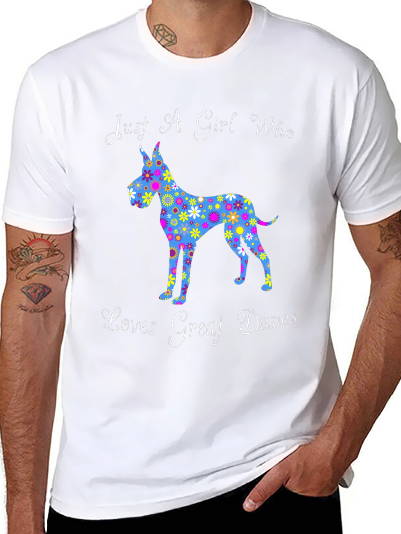 Floral Great Dane Lover T-Shirt