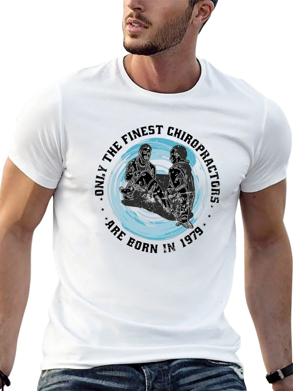 Finest Chiropractors Born in 1979 Black Tee