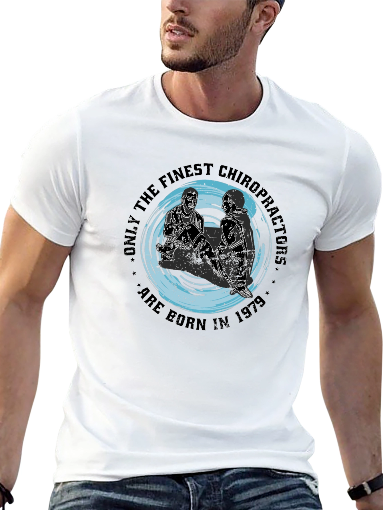 Finest Chiropractors Born in 1979 Black Tee