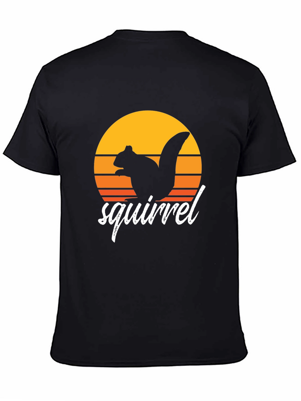 Retro Squirrel Sunset Graphic Tee - Black