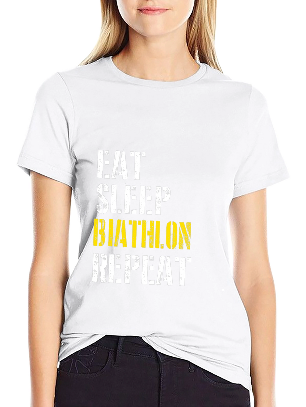 Eat Sleep Biathlon Repeat Black Graphic Tee