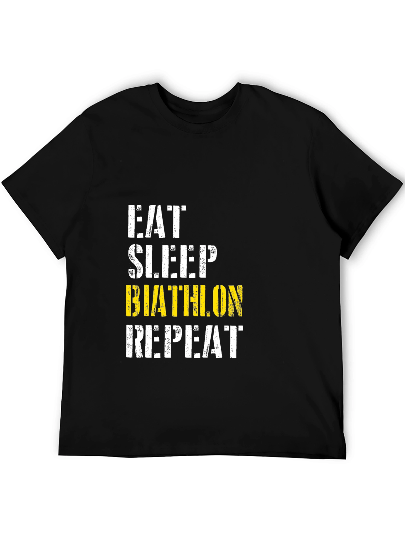 Eat Sleep Biathlon Repeat Black Graphic Tee