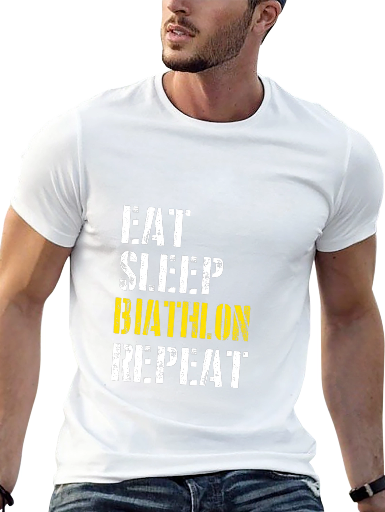Eat Sleep Biathlon Repeat Black Graphic Tee