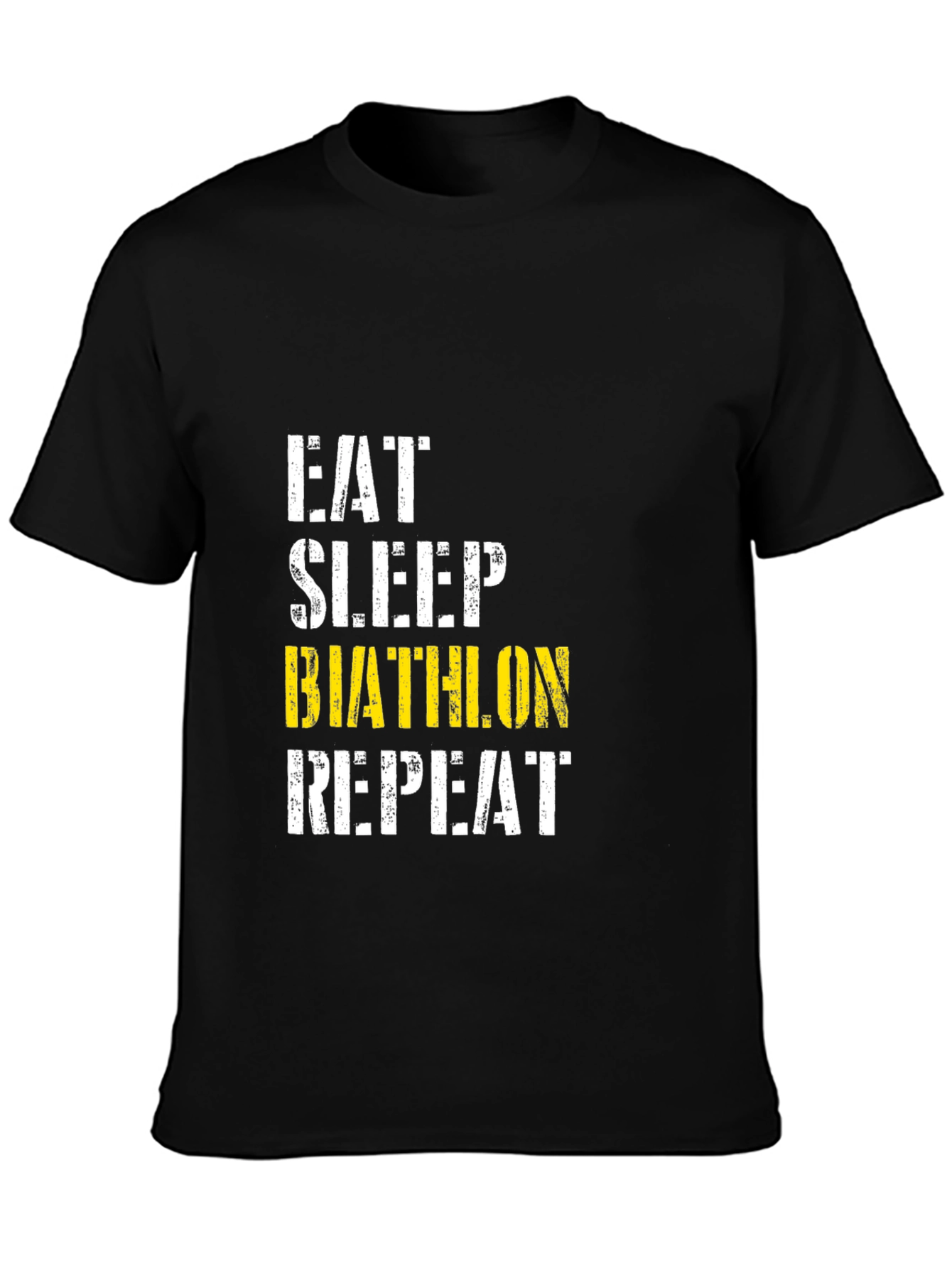 Eat Sleep Biathlon Repeat Black Graphic Tee