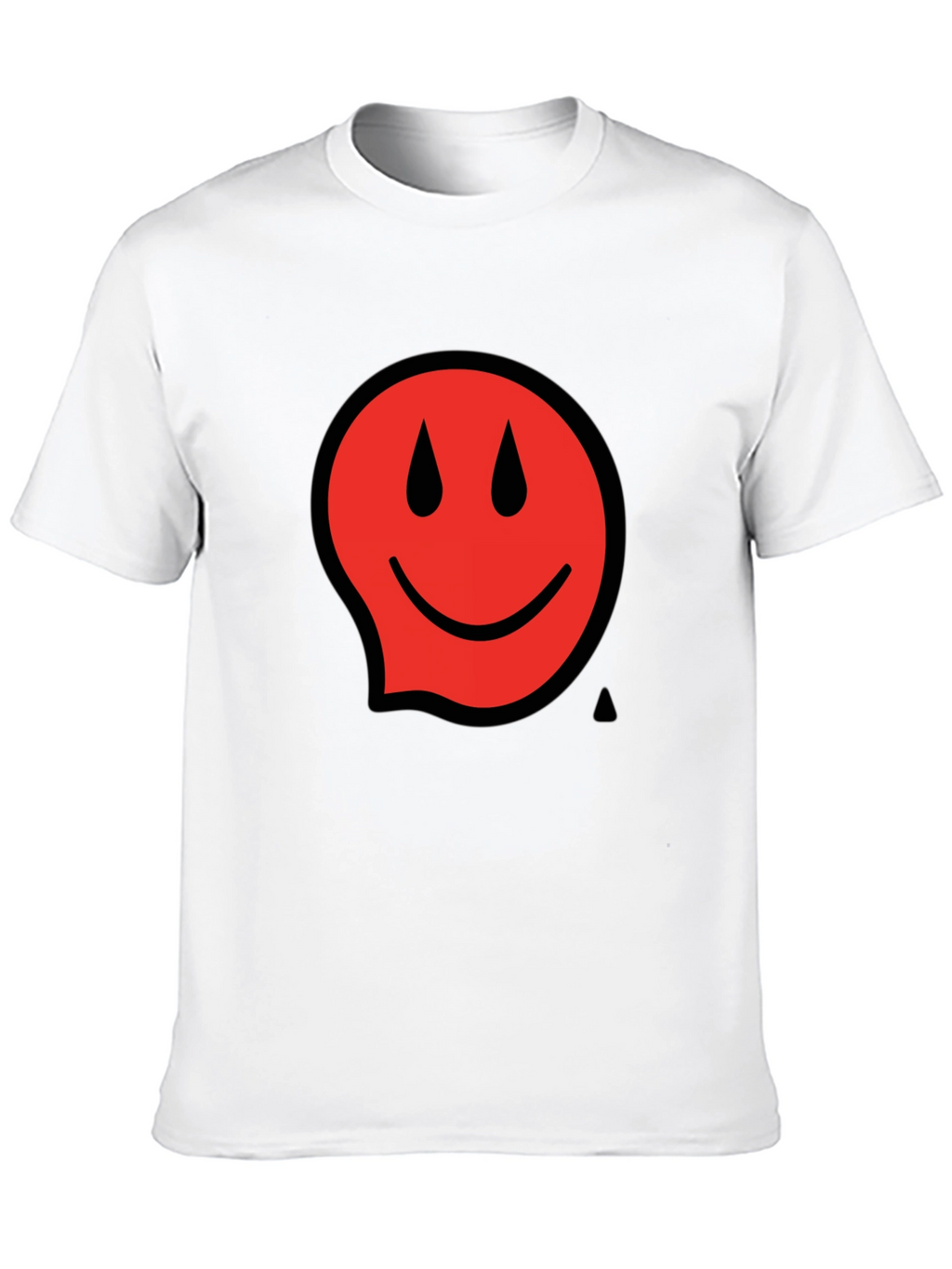 Red Smiley Face Black T-Shirt