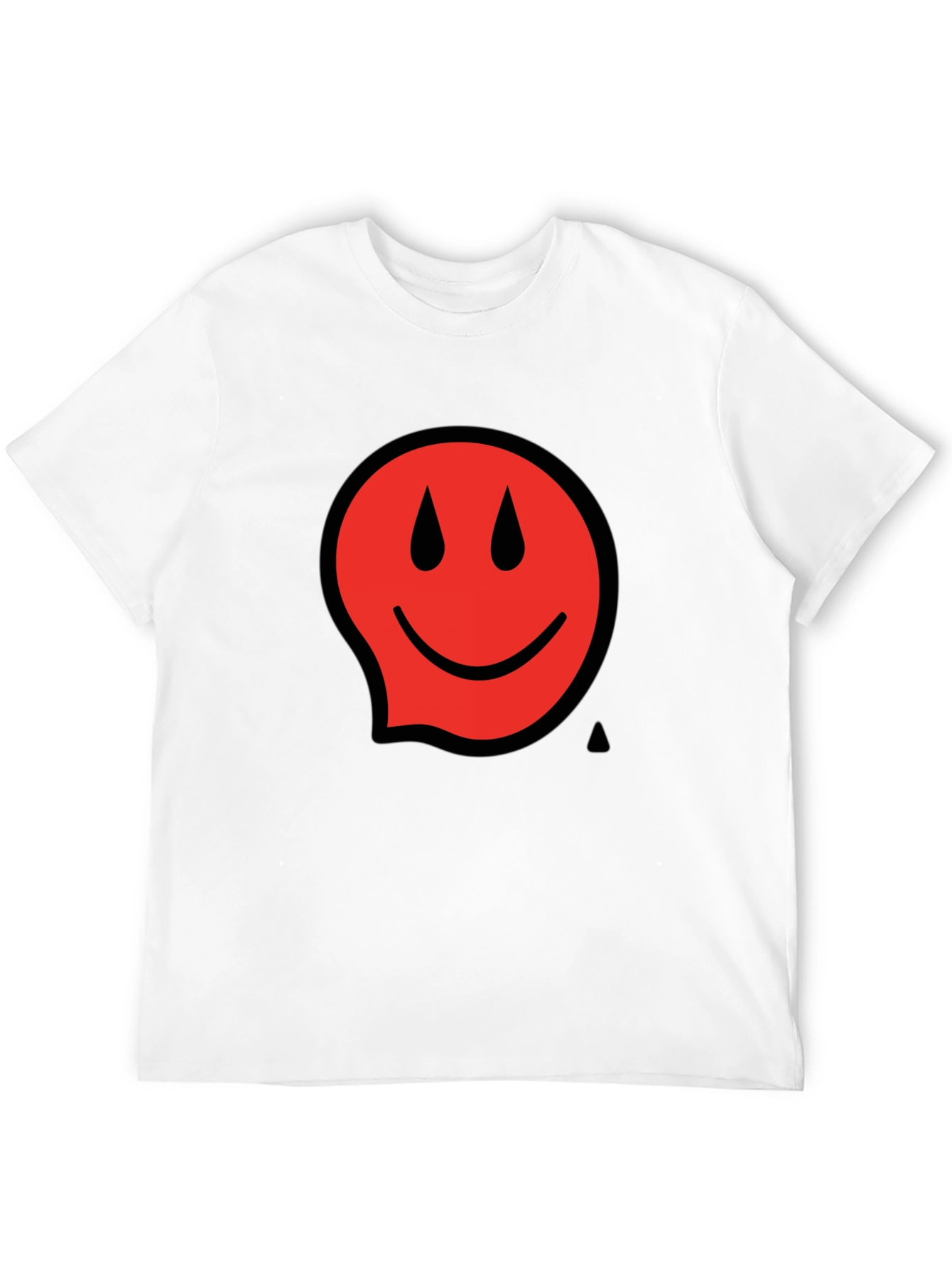 Red Smiley Face Black T-Shirt