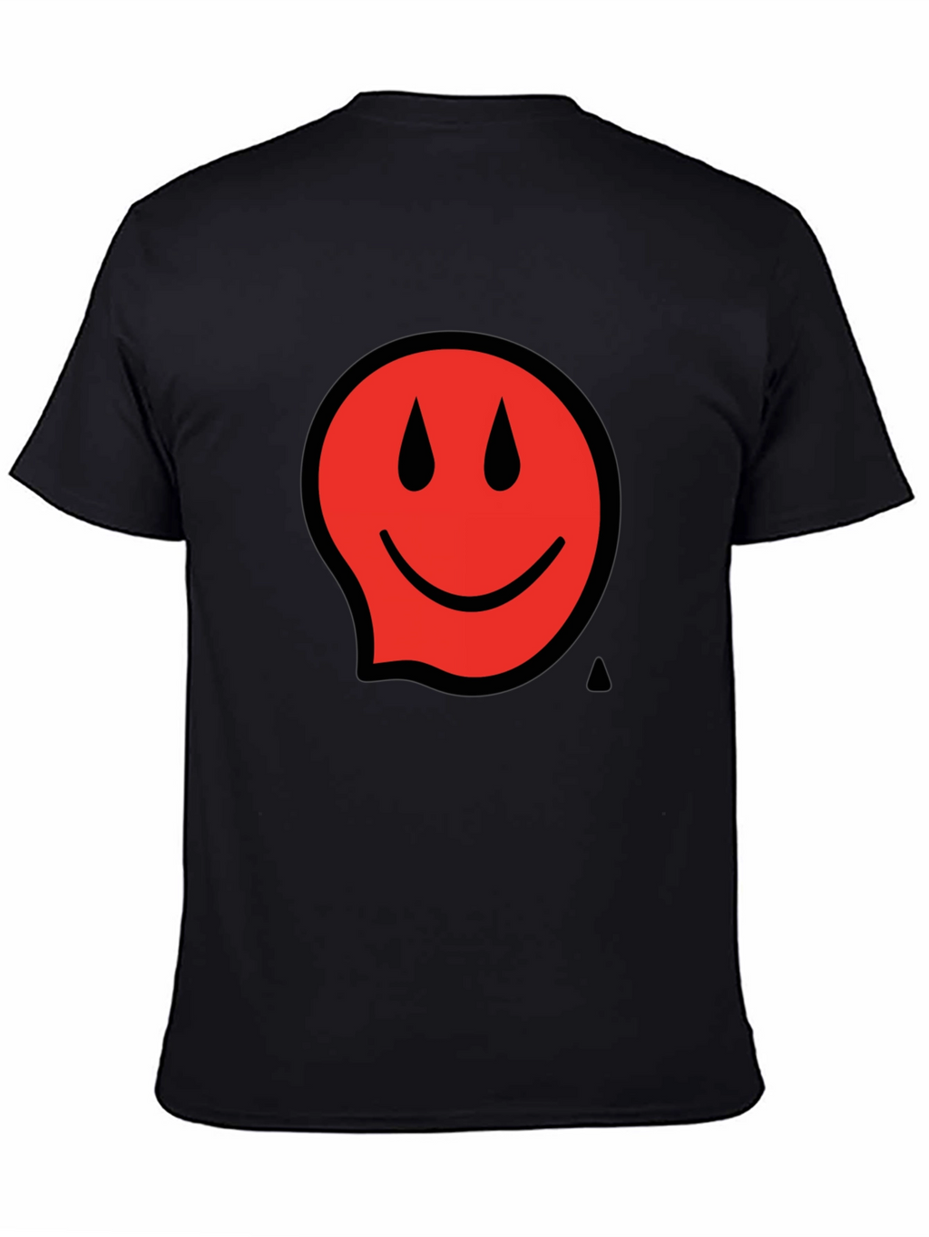 Red Smiley Face Black T-Shirt