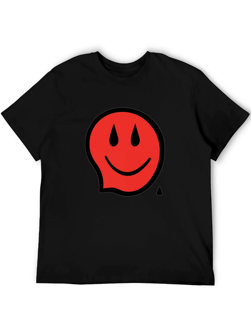 Red Smiley Face Black T-Shirt