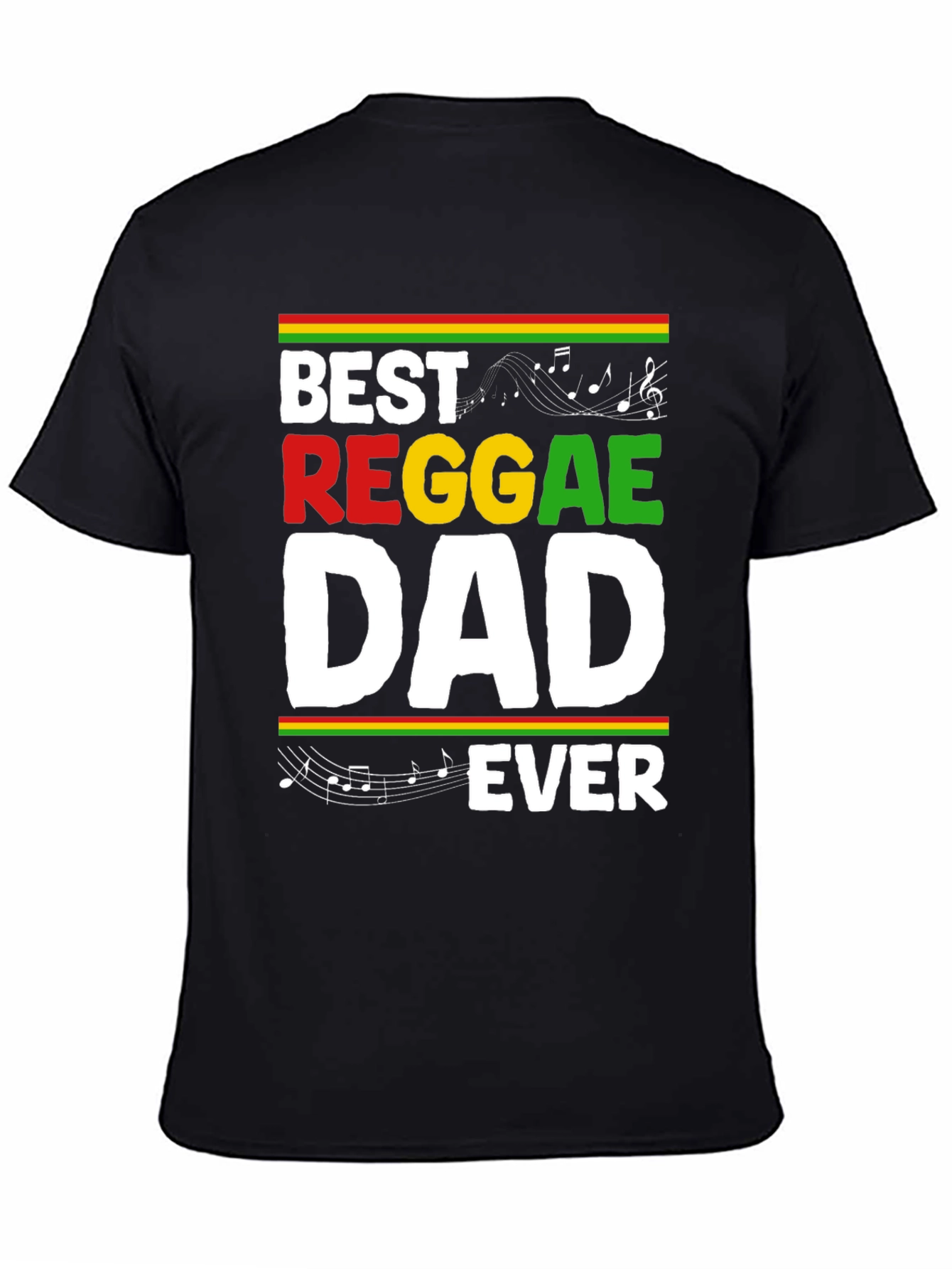 Best Reggae Dad Ever Black Graphic T-Shirt