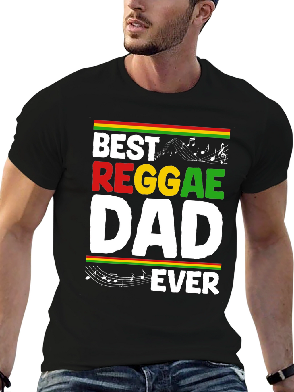 Best Reggae Dad Ever Black Graphic T-Shirt