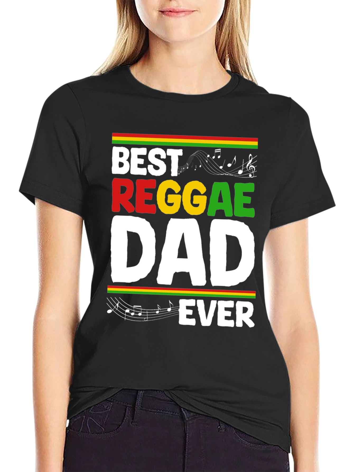 Best Reggae Dad Ever Black Graphic T-Shirt