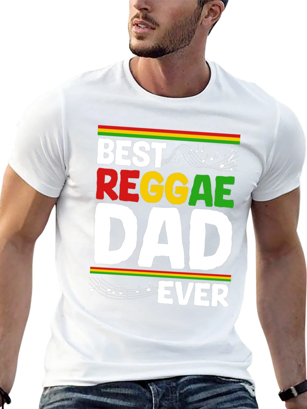 Best Reggae Dad Ever Black Graphic T-Shirt