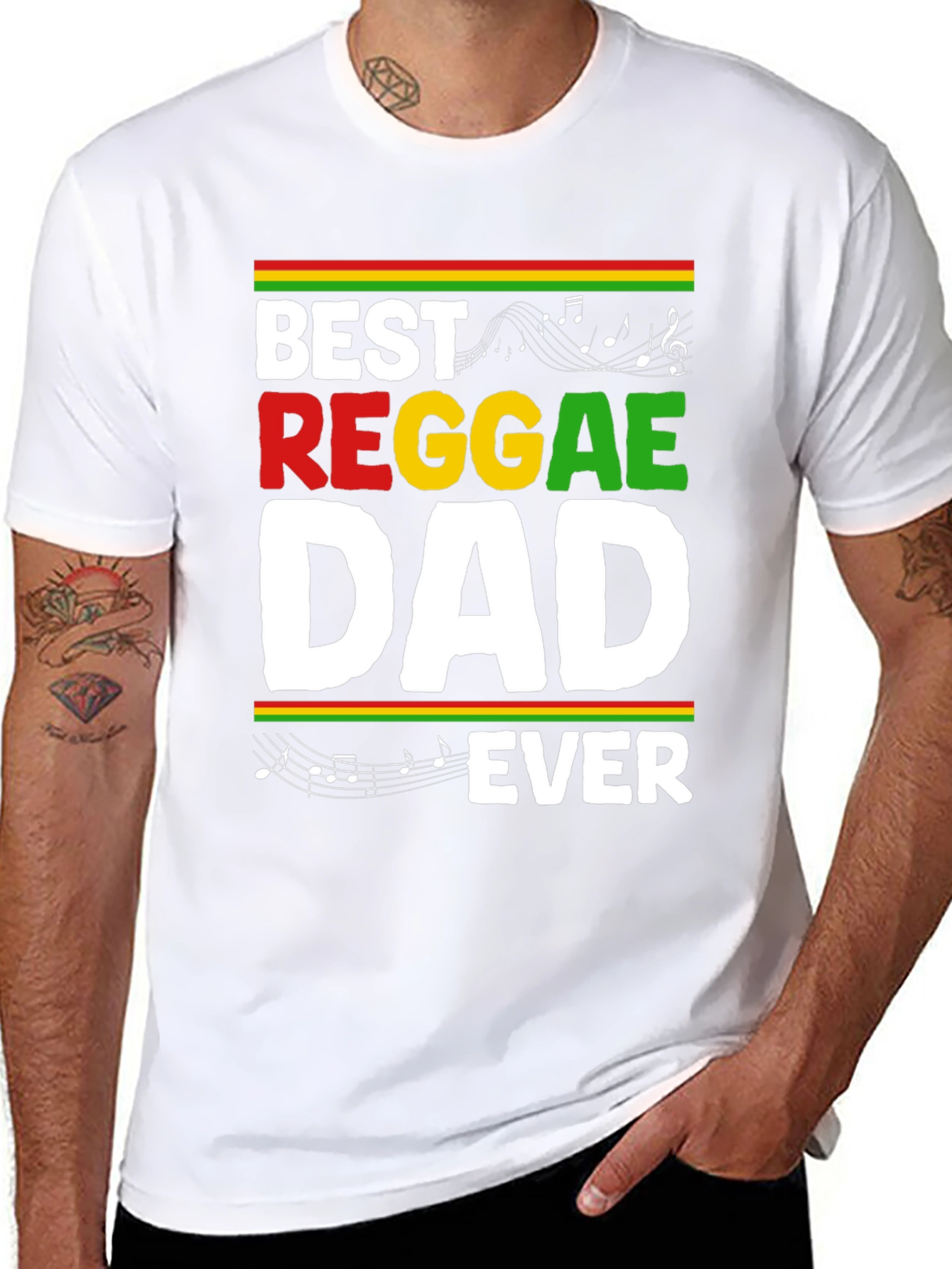 Best Reggae Dad Ever Black Graphic T-Shirt