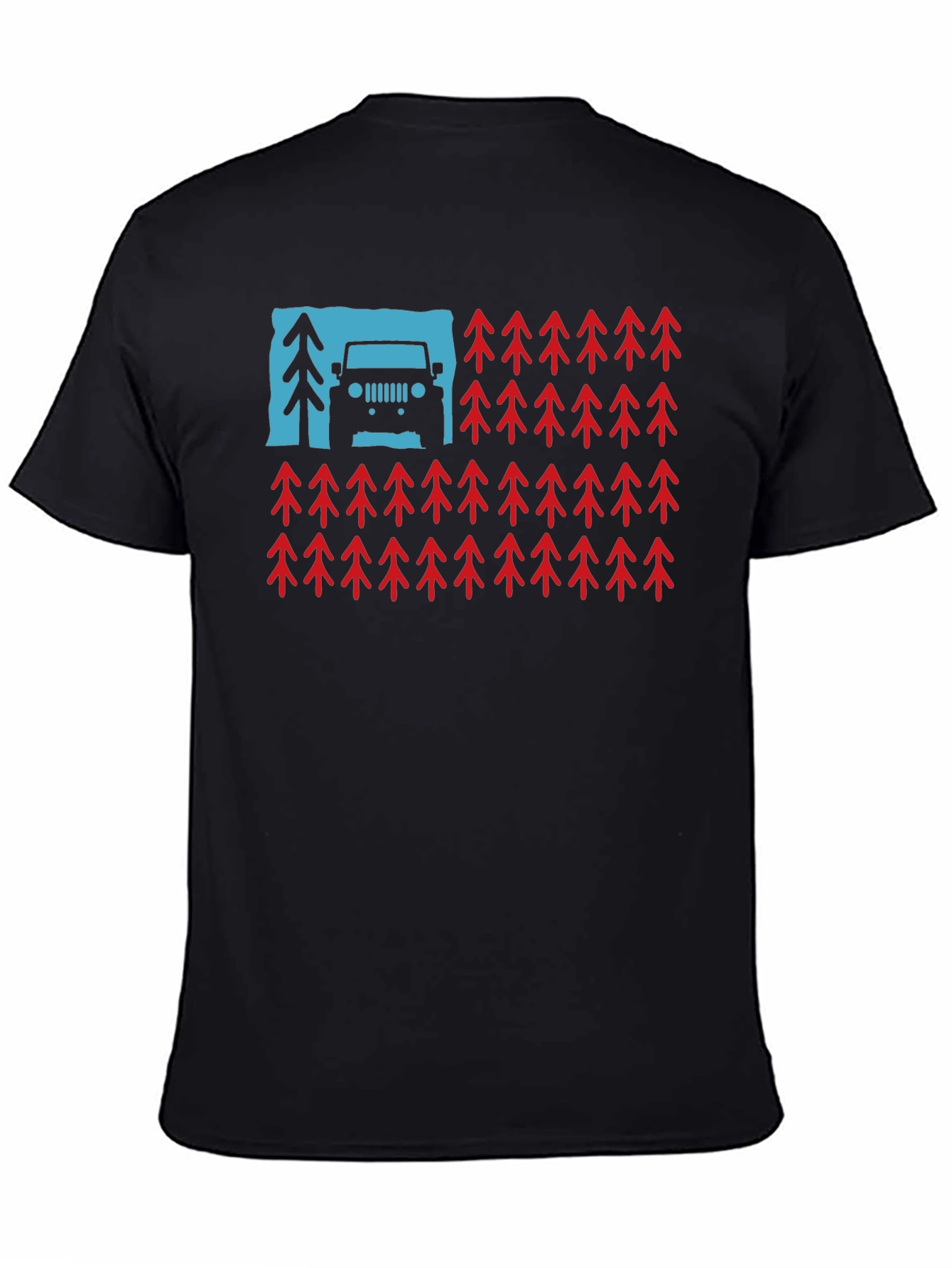 American Flag Jeep & Trees Graphic Tee