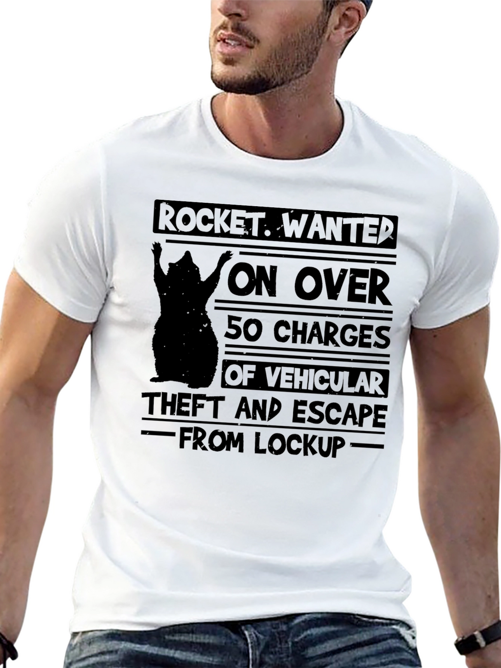 Rocket Wanted T-Shirt: Vehicular Theft & Escape