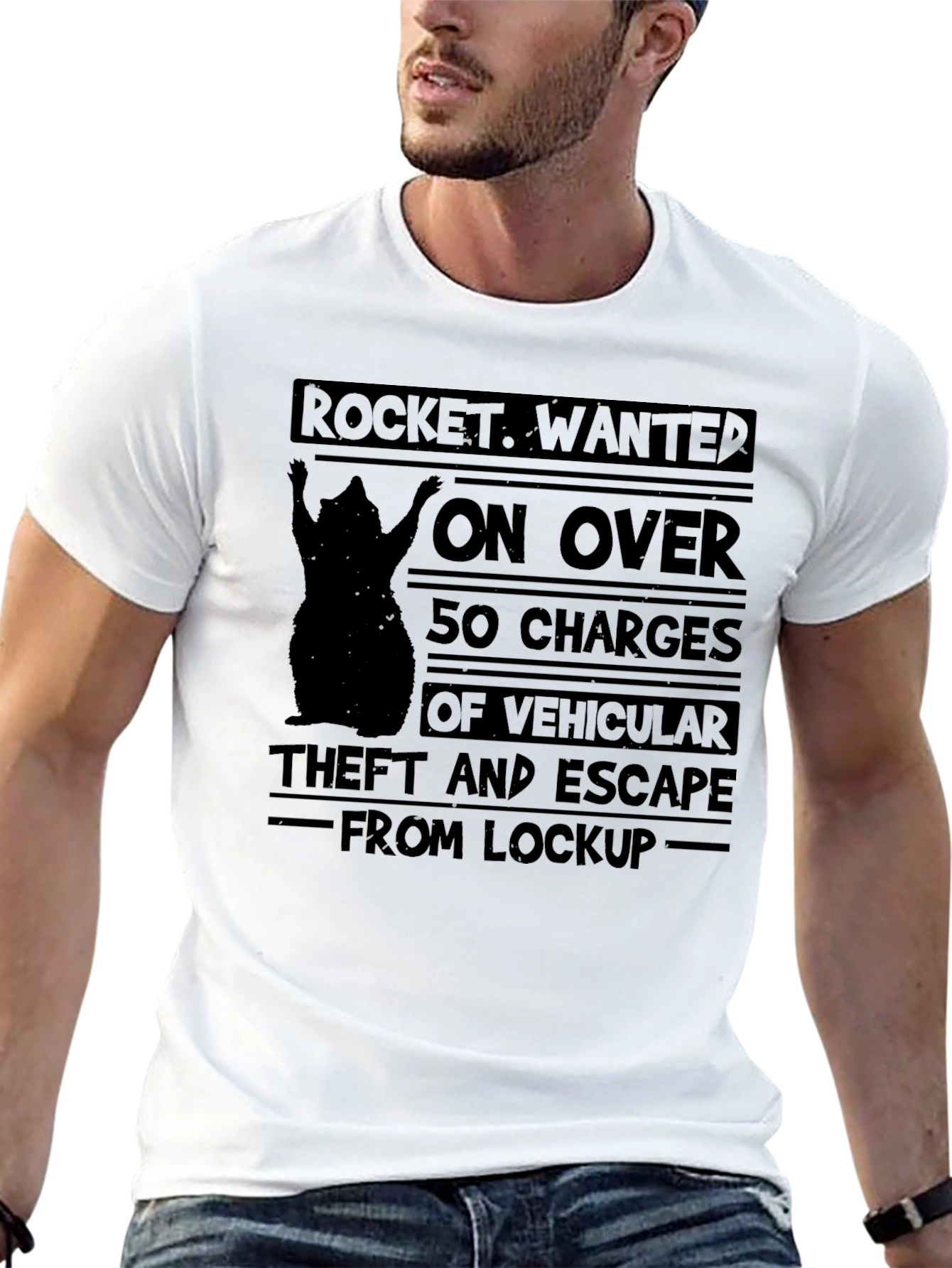 Rocket Wanted T-Shirt: Vehicular Theft & Escape