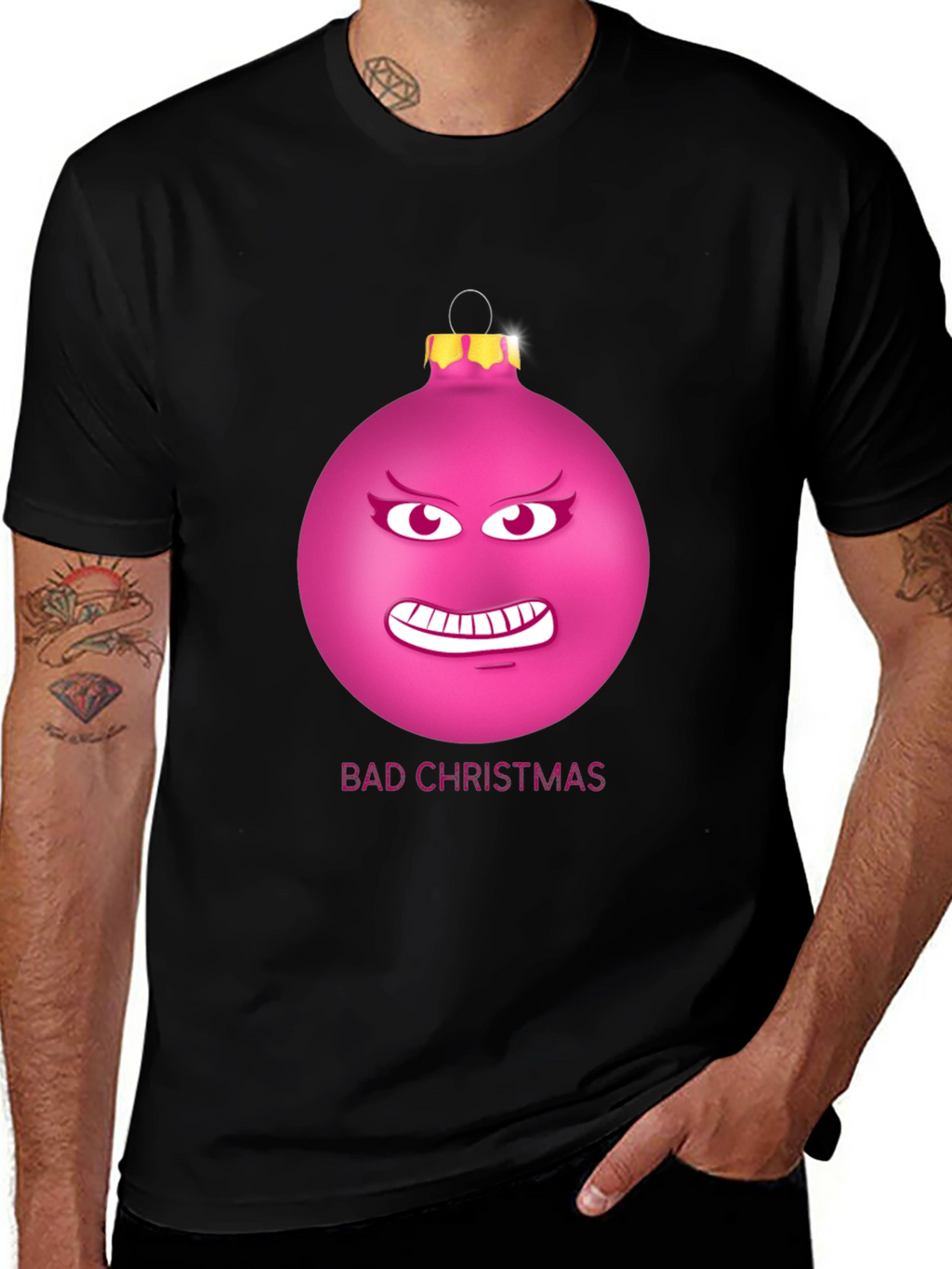 Bad Christmas Ornament Funny Graphic T-Shirt