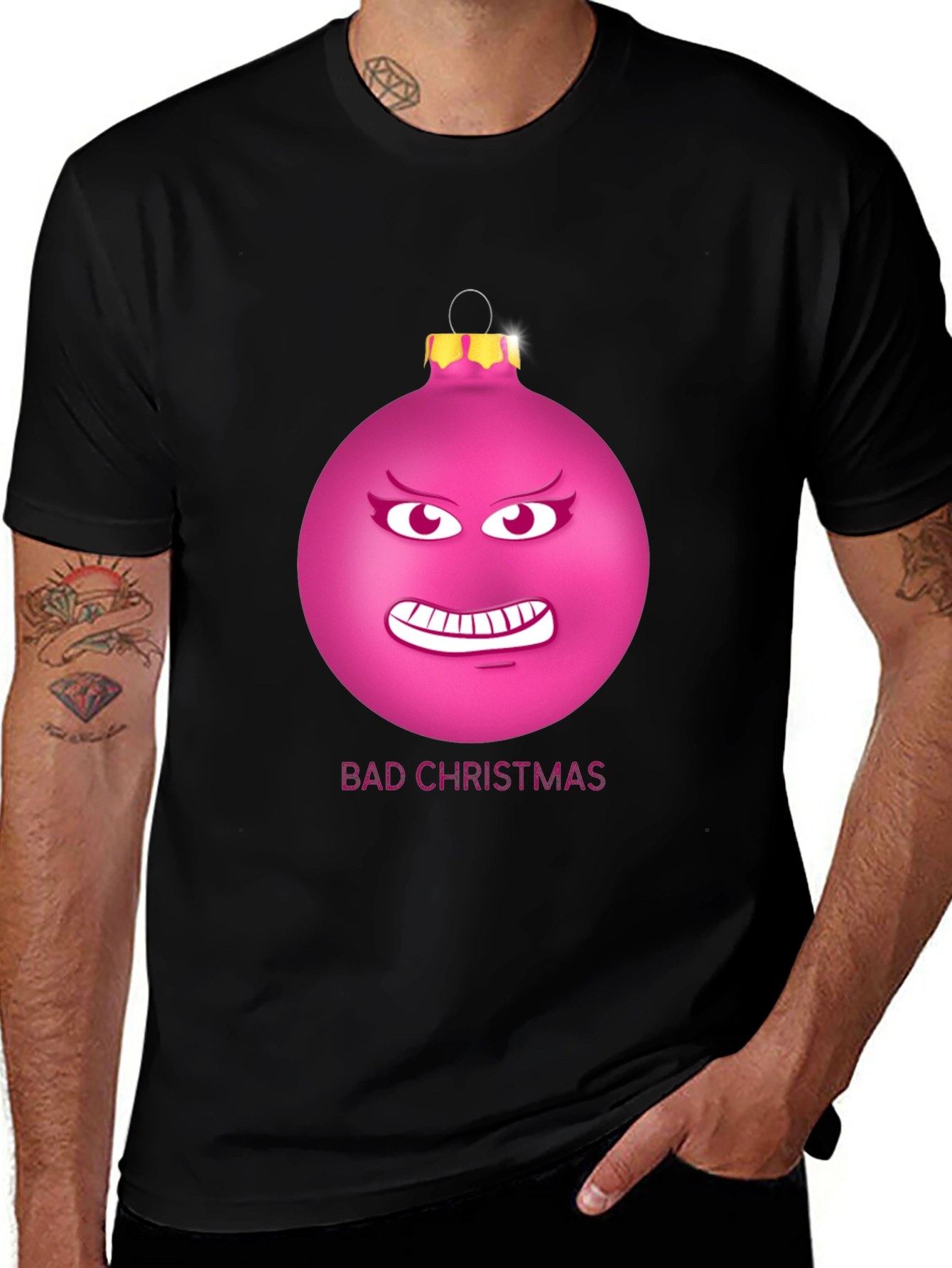 Bad Christmas Ornament Funny Graphic T-Shirt