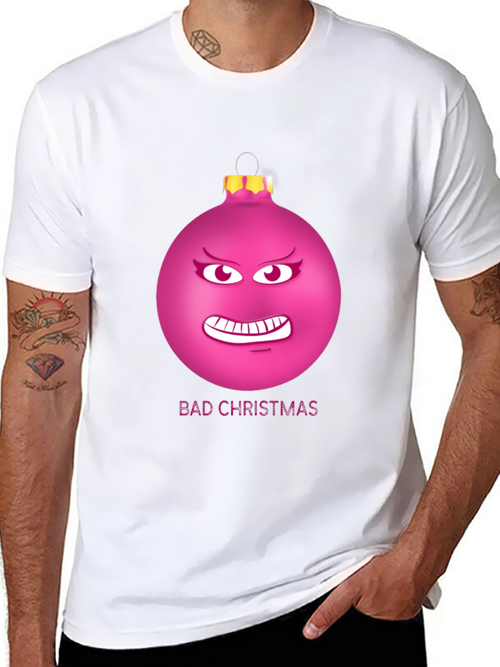 Bad Christmas Ornament Funny Graphic T-Shirt