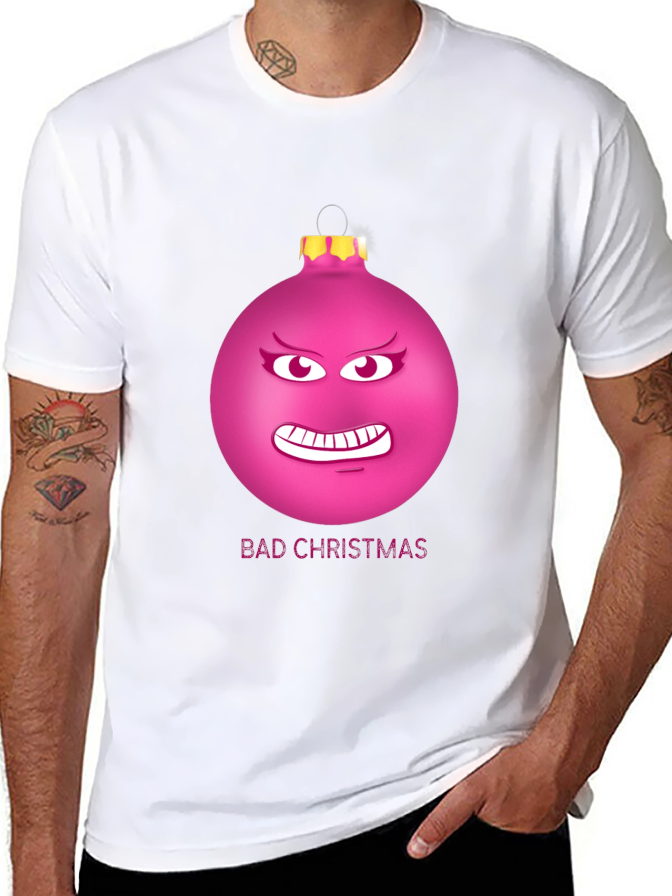 Bad Christmas Ornament Funny Graphic T-Shirt