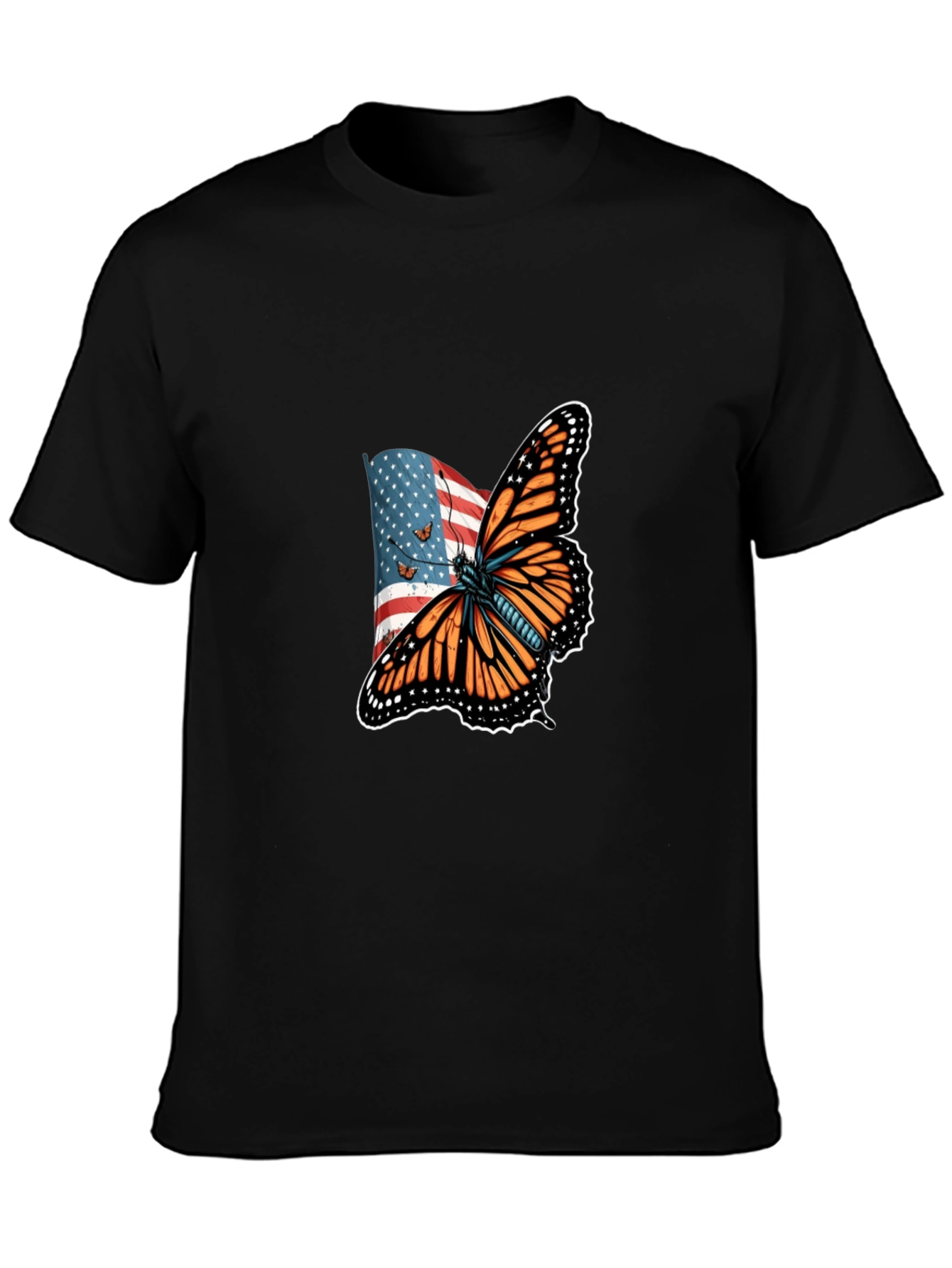 American Flag Butterfly Graphic T-Shirt