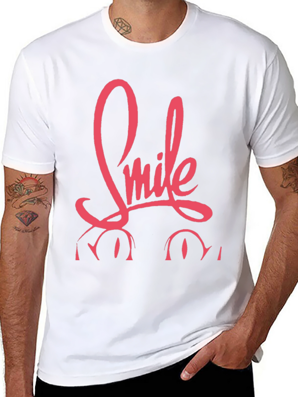 Smile Graphic Print Black Tee