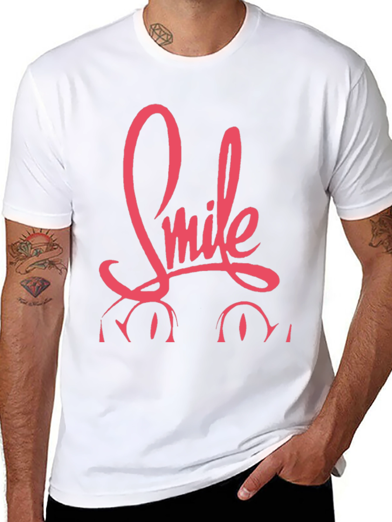 Smile Graphic Print Black Tee