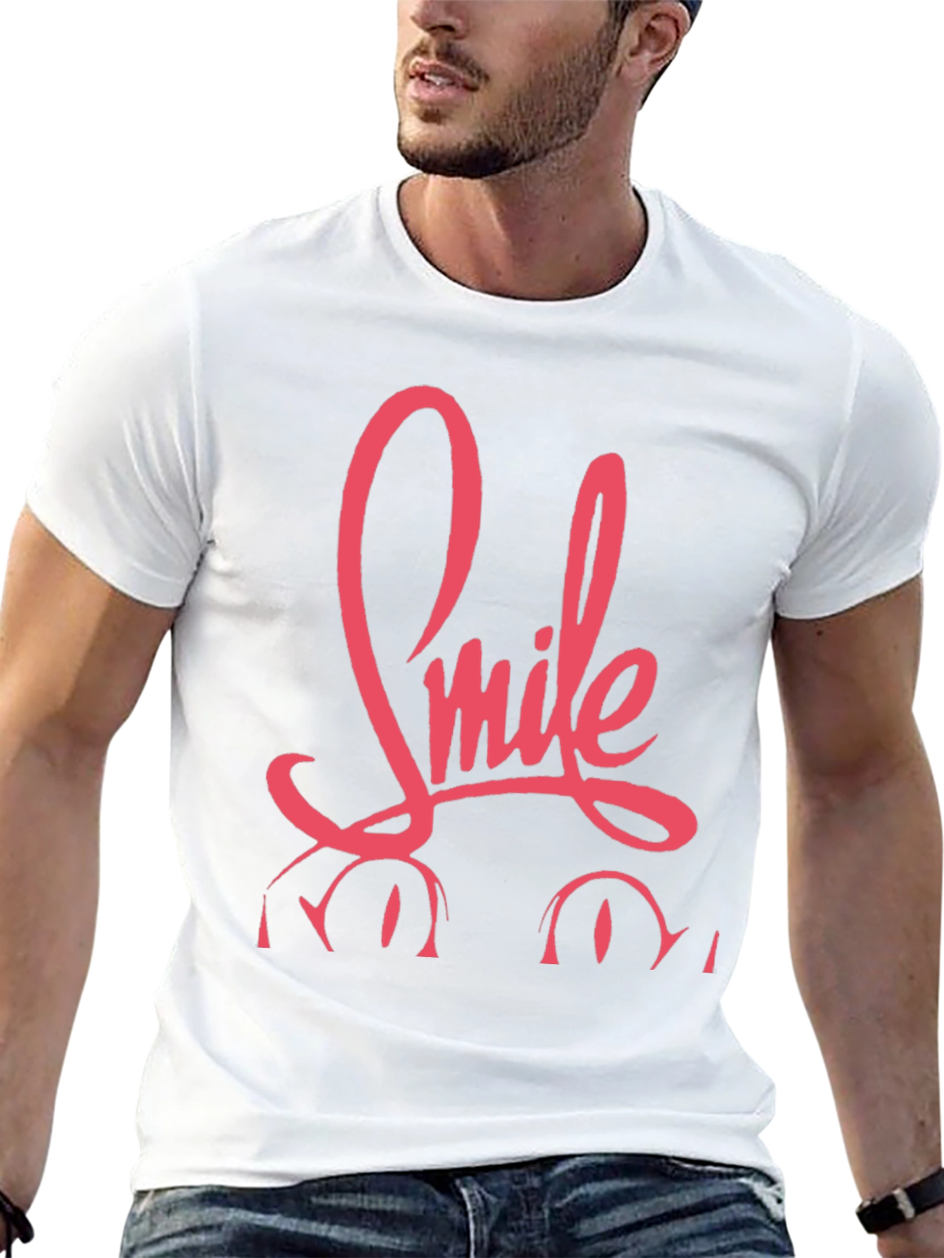 Smile Graphic Print Black Tee
