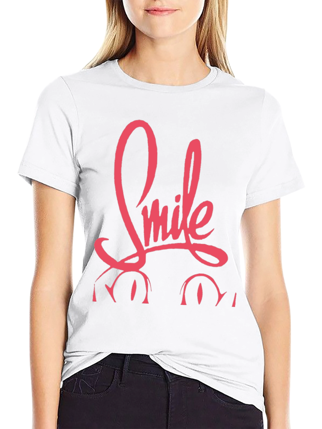 Smile Graphic Print Black Tee